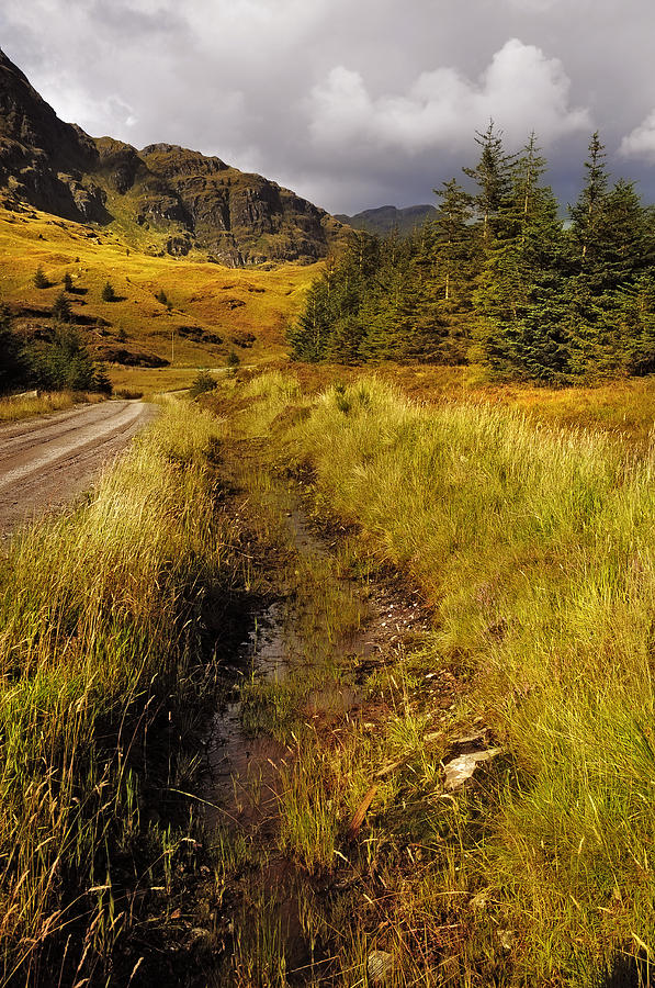 Mountain Photograph - Trail at Rest and Be Thankful. Scotland by Jenny Rainbow