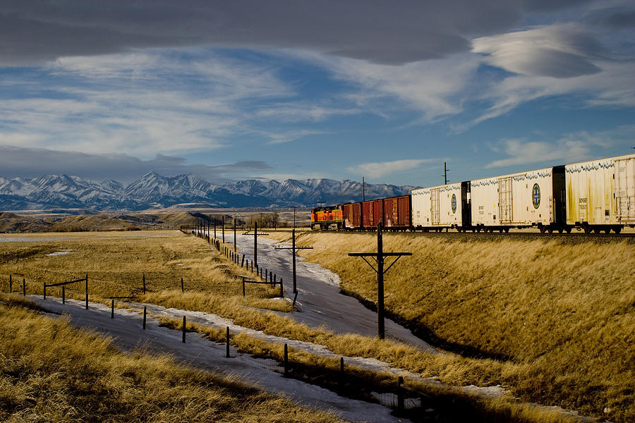 Train and the Crazies by Big Timber Montana Photograph by Mark  Miller