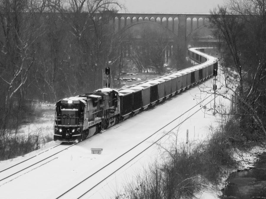 Winter Photograph - Train Approaching by Gordon Cain
