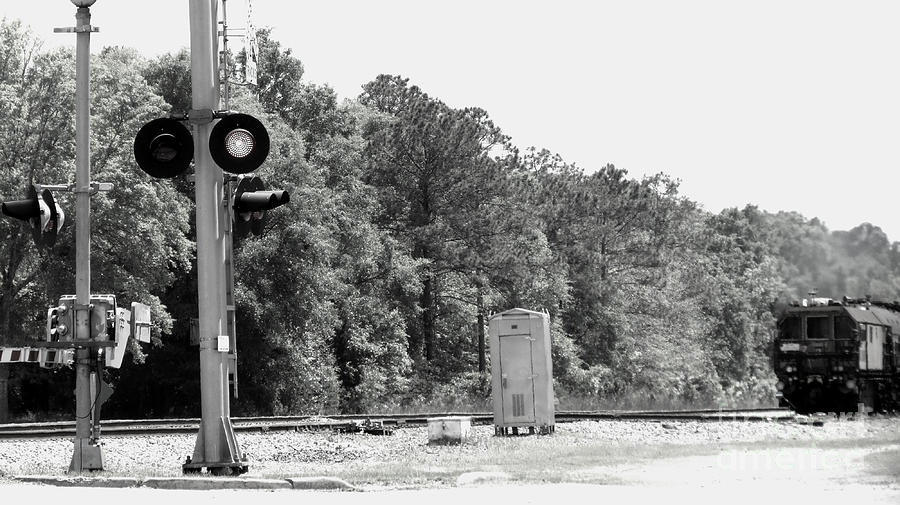 Train Photograph - train approachingBW by Tonya Cribbs