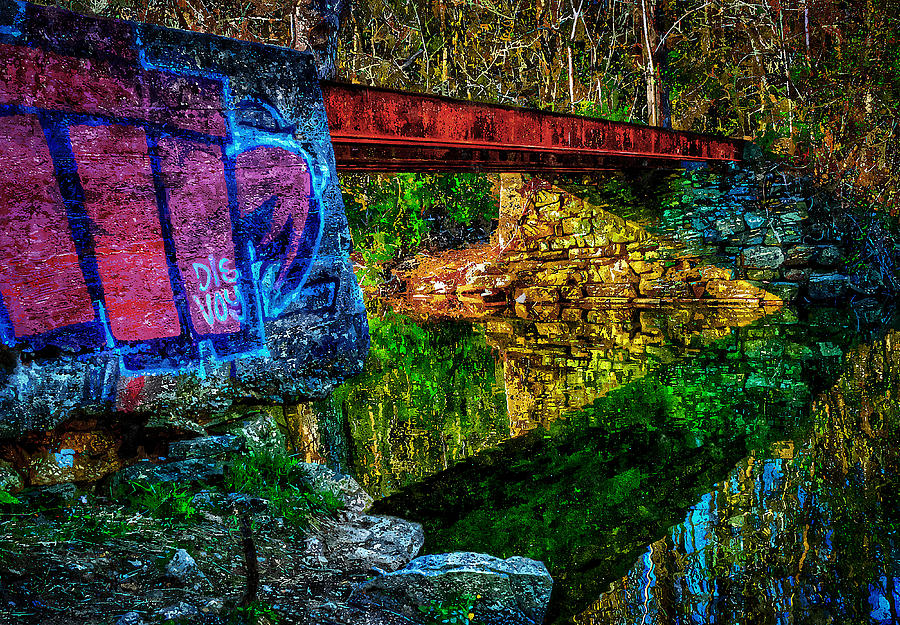 Train Bridge Painting by Rick Mosher