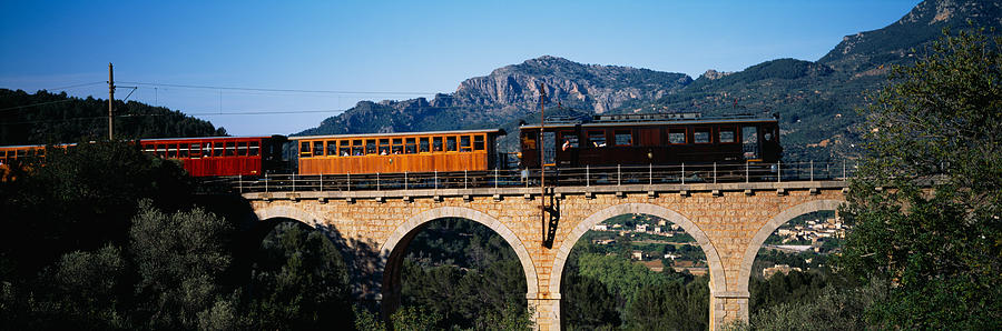 Transportation Photograph - Train Crossing A Bridge, Sierra De by Panoramic Images