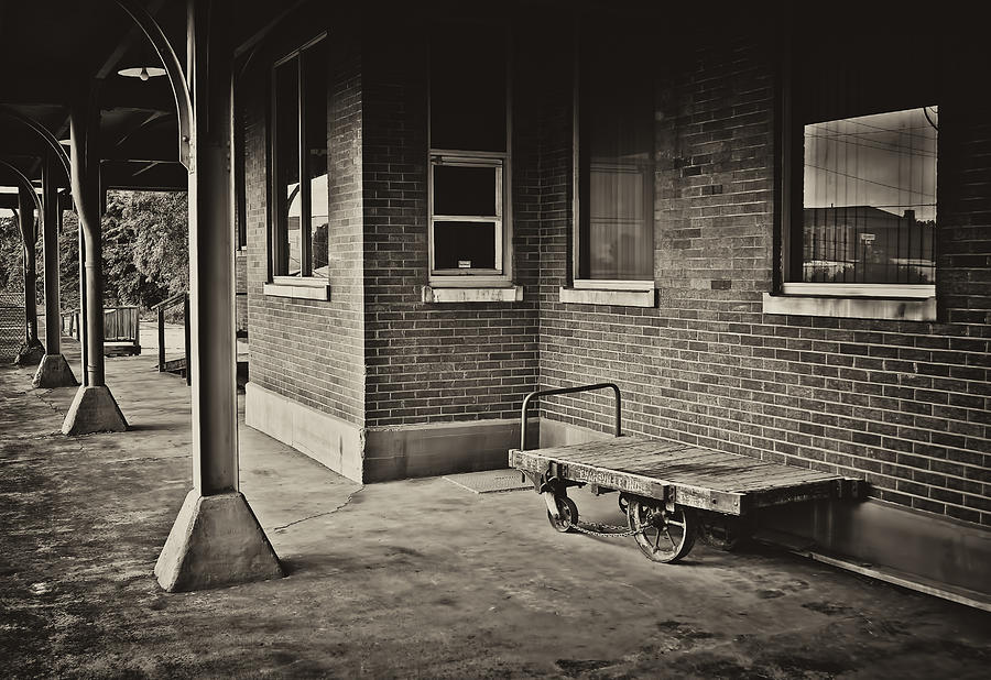 Train Depot and Baggage Cart in antique Photograph by Greg Jackson
