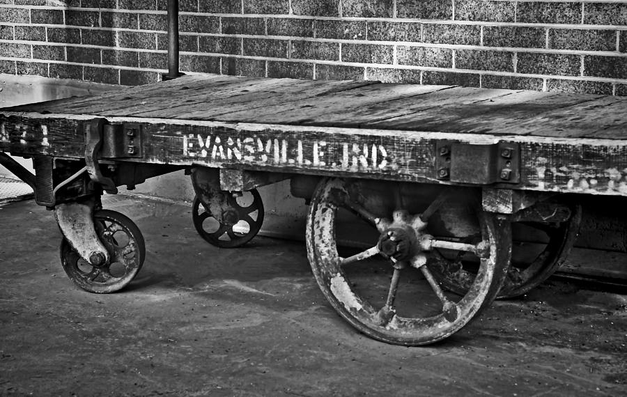 Train Depot Baggage Cart 2td1 in b/w Photograph by Greg Jackson