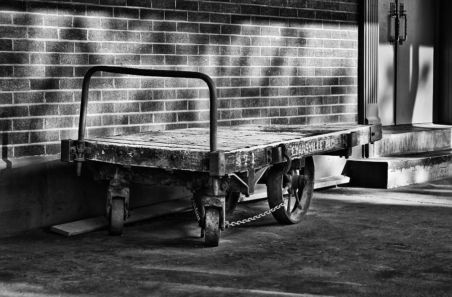 Train Depot Baggage Cart in b/w Photograph by Greg Jackson