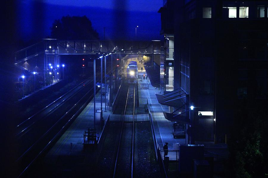 Night Shot Photograph - Train depot by Donald Torgerson