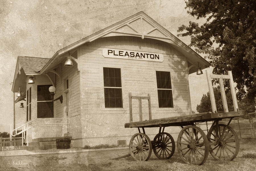 Vintage Photograph - Train Depot - Pleasanton - Nebraska by Andrea Kelley