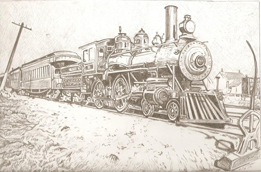 Train drawing Drawing by Robert Crandall
