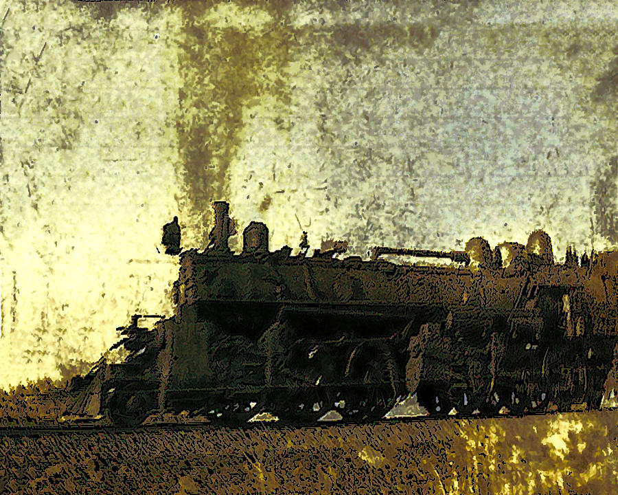 Train in Grunge Digital Art by Cathy Anderson