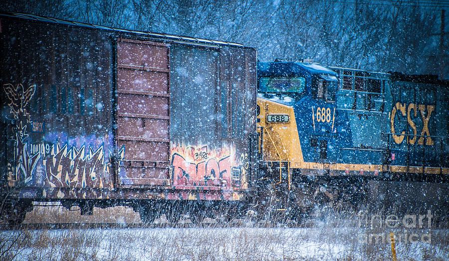 Train in the snow Photograph by Ronald Grogan