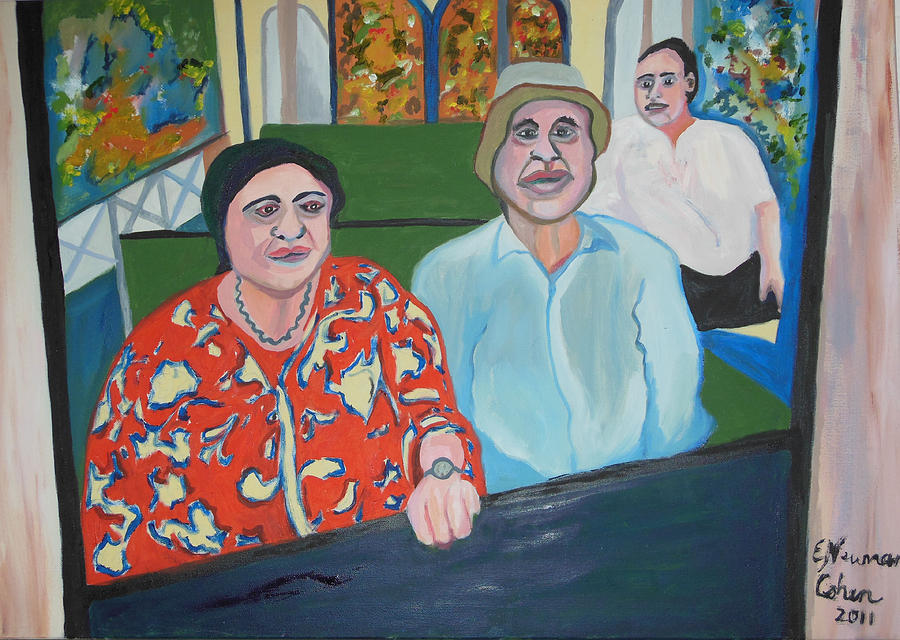 People Of Israel Painting - Train Ride in Jerusalem by Esther Newman-Cohen