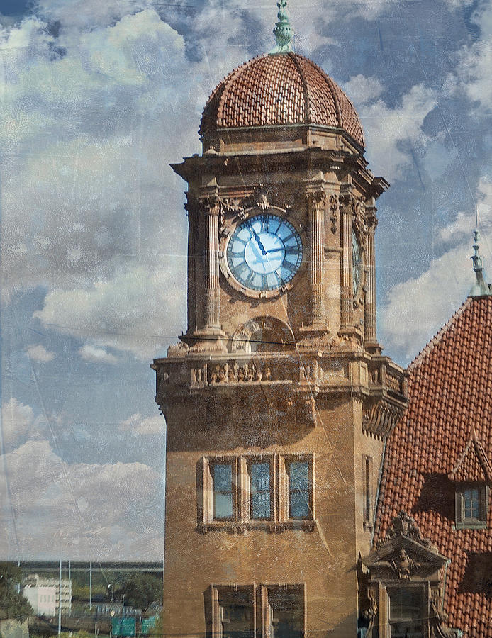Train Station Clock Tower Photograph by Judy Hall-Folde