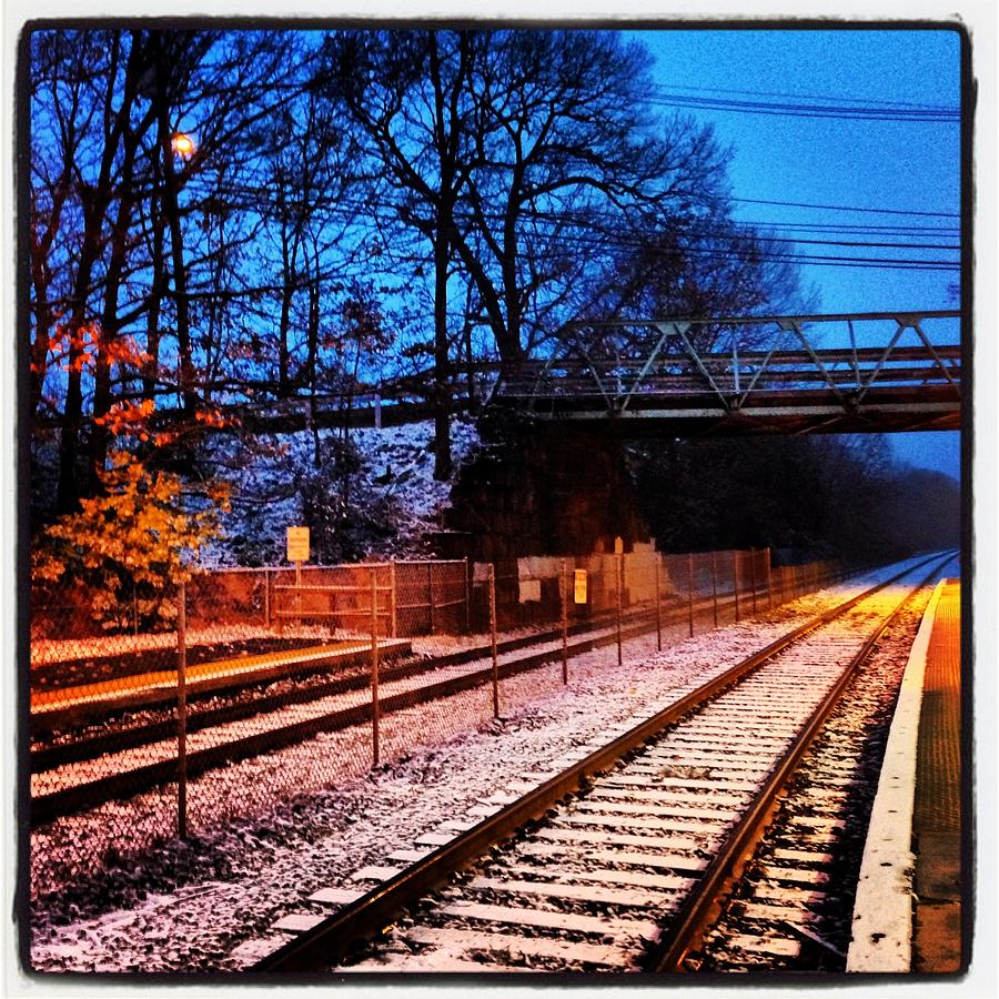 Train Station First Snow Photograph by Mark Valentine