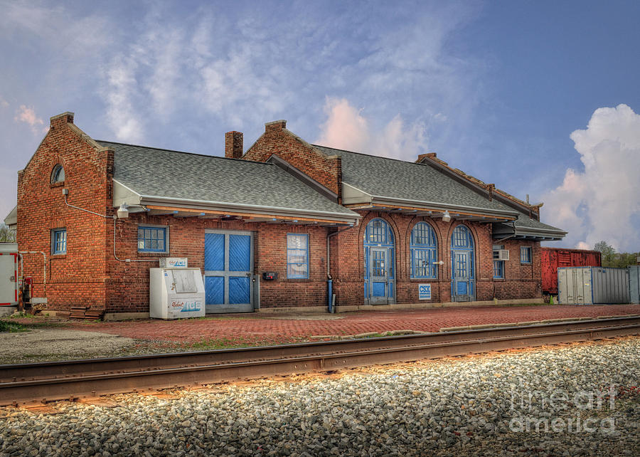 Train Photograph - Train Station in Wapakoneta Ohio by Pamela Baker