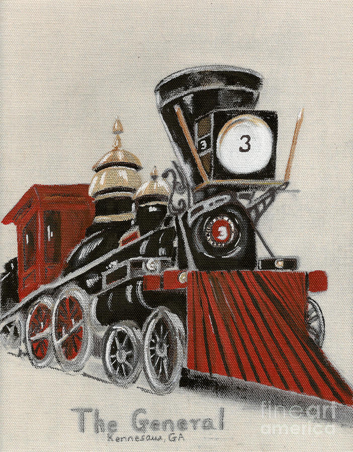 Train - The General -Painted Painting by Jan Dappen