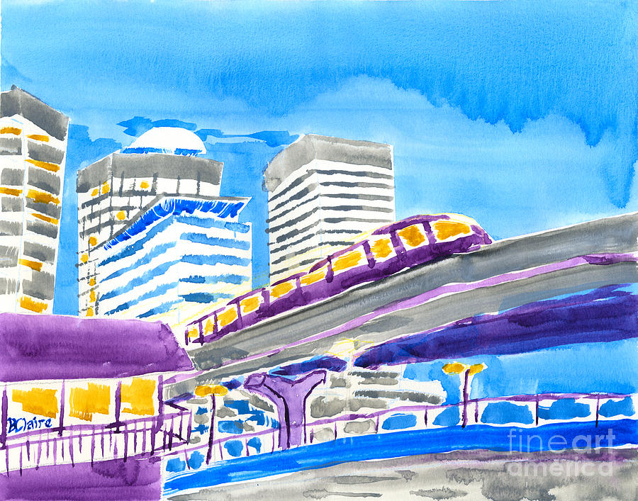 Train Through Tokyo City Painting by Beverly Claire Kaiya