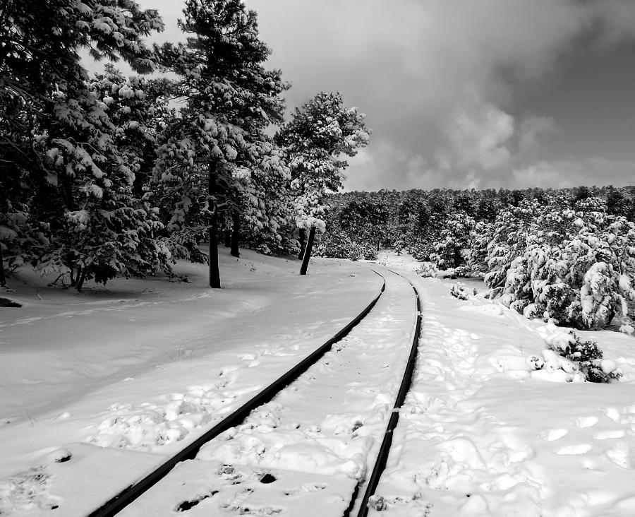 Train Tracks in the Snow Photograph by Laurel Powell