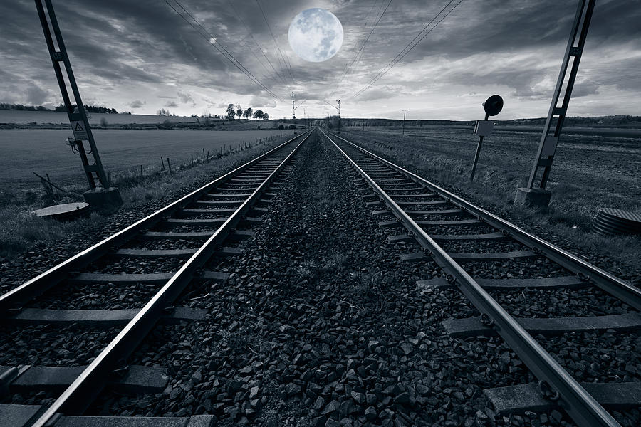 Train- Tracks To The Moon Photograph by Christian Lagereek