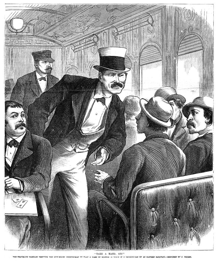Train Travel, 1873 Painting by Granger