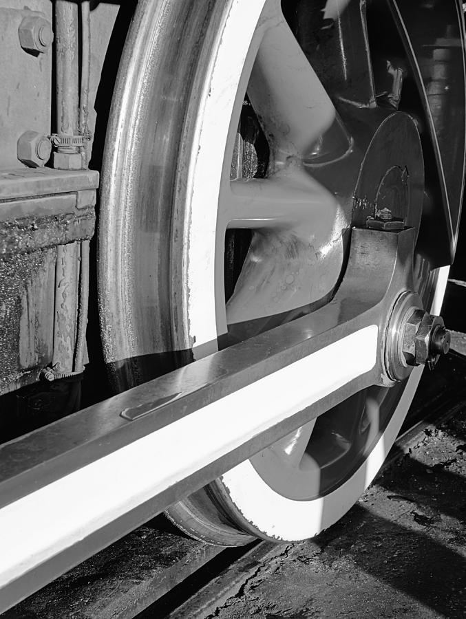 Train Wheel BW Photograph by Jenny Hudson