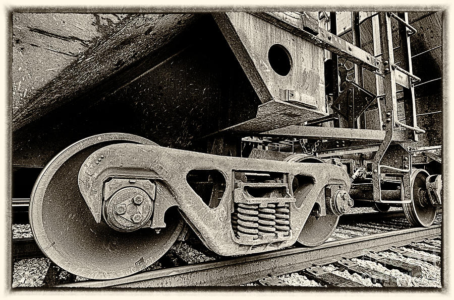 Train Wheels Closeup Sepia Photograph by Danny Hooks