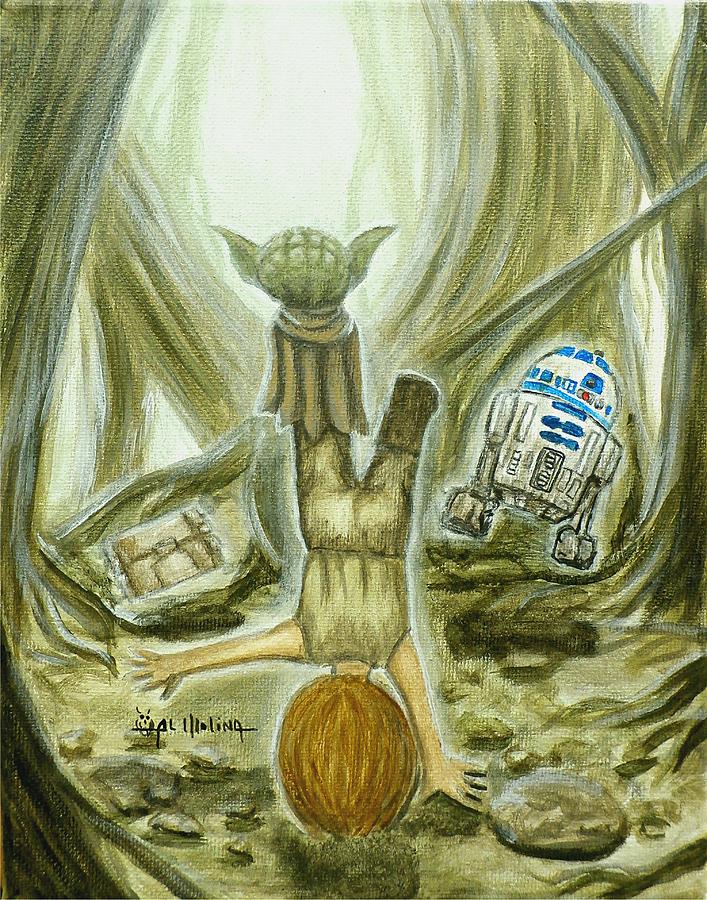 Training with Yoda you are Painting by Al  Molina