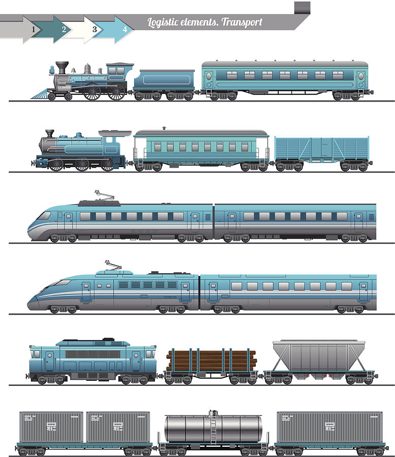 Trains Set Drawing by Artvea