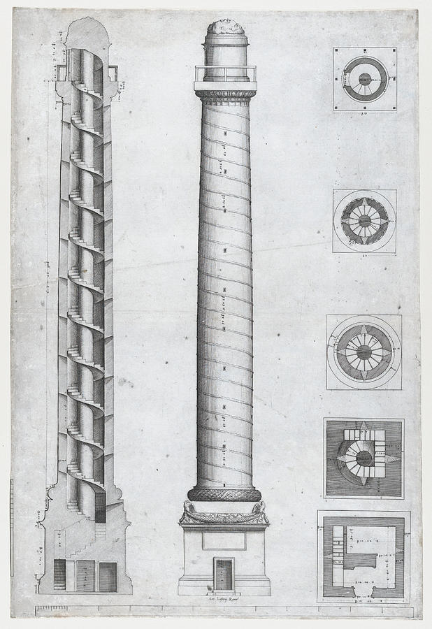 Trajans Column Drawing by Anonymous