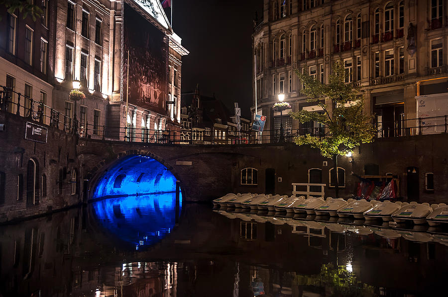 Trajectum Lumen Project. Blue Bridge 2. Netherlands Photograph by Jenny Rainbow