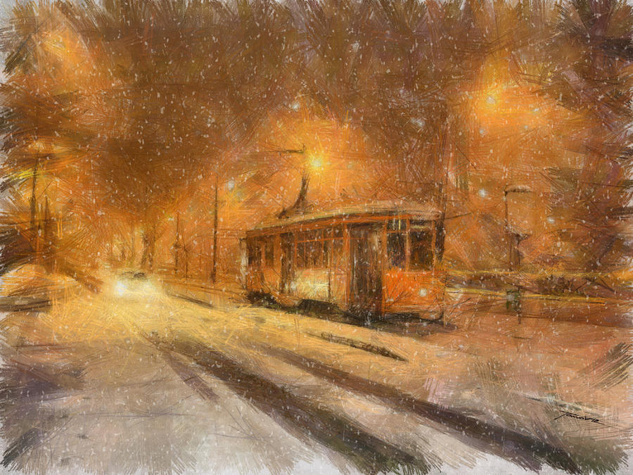 Tram 11 Milan Painting by Tano V-Dodici ArtAutomobile
