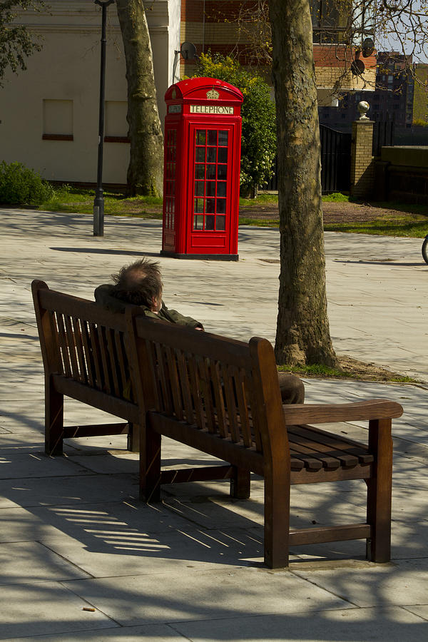 London Photograph - Tramp on a bench  by David French