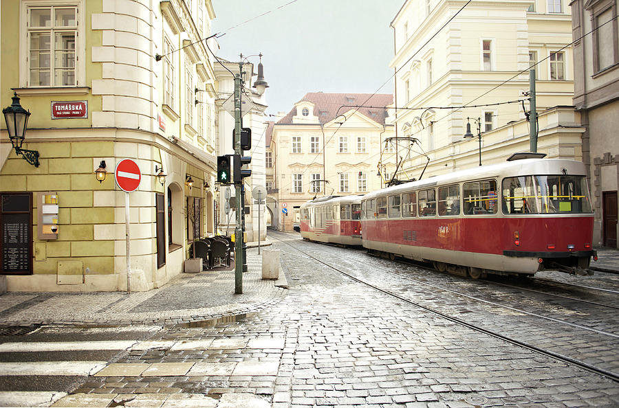 Trams In Prague Photograph by Sharon Lapkin