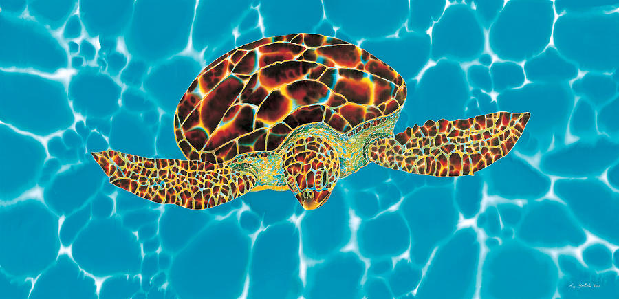 Caribbean Sea Turtle Painting by Daniel Jean-Baptiste