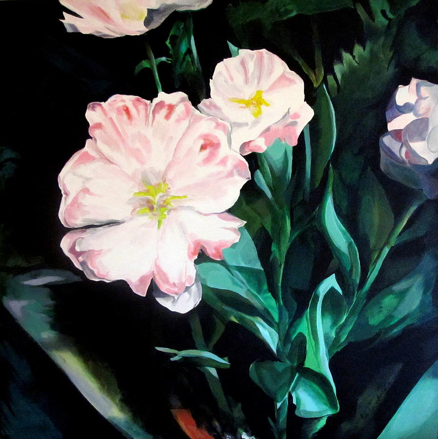 Tulip Painting - Tranquility in the Garden by John  Duplantis
