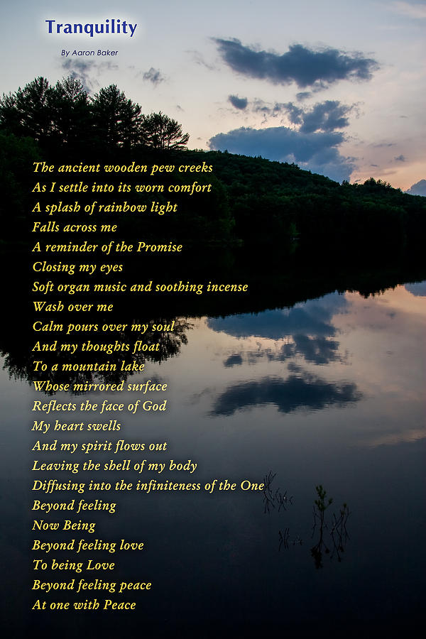 Tranquility poem on sunset lake photo Photograph by Aaron Baker - Fine ...