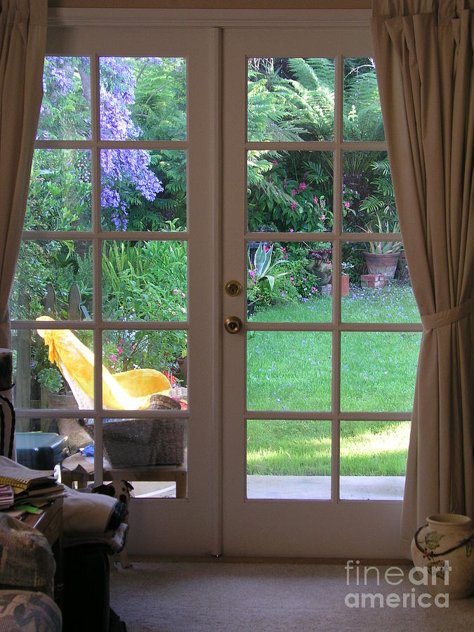 Flower Photograph - Tranquility through French Doors by Bev Conover