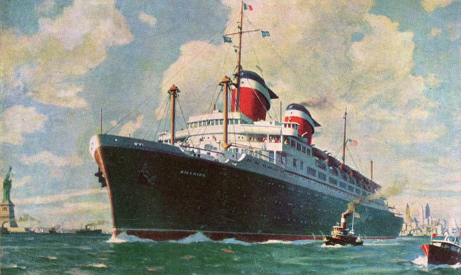 Steamship Drawing - Transatlantic Passenger Liner by Mary Evans Picture Library