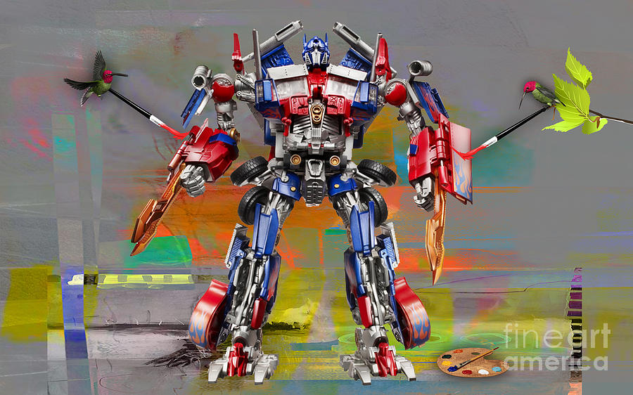 Transformers Optimus Prime Mixed Media by Marvin Blaine
