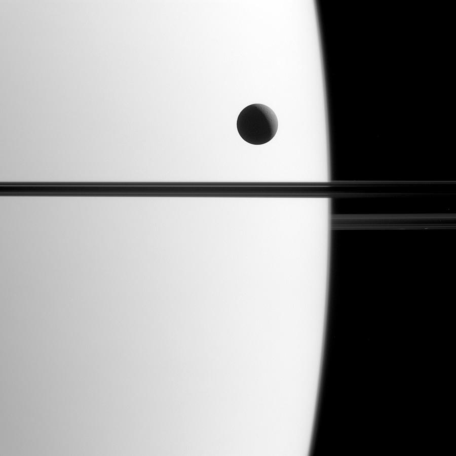 Transit Of Saturns Moon, Dione Photograph by Science Source