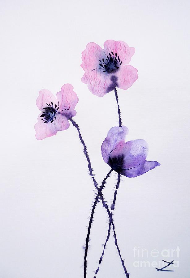 Translucent Poppies Painting by Zaira Dzhaubaeva