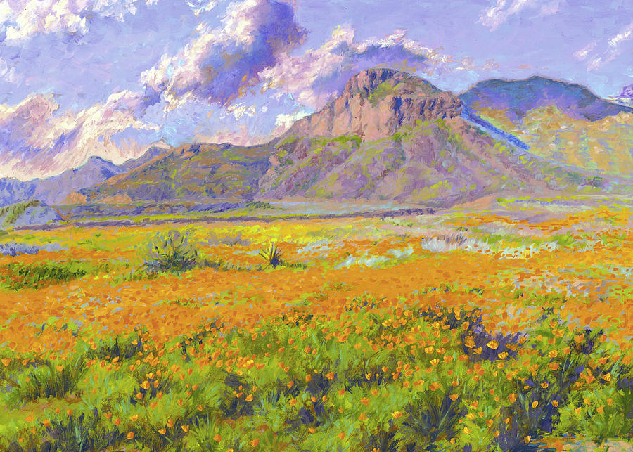 Yellow Poppies Painting - Transmountain Poppies - El Paso by Abel DeLaRosa