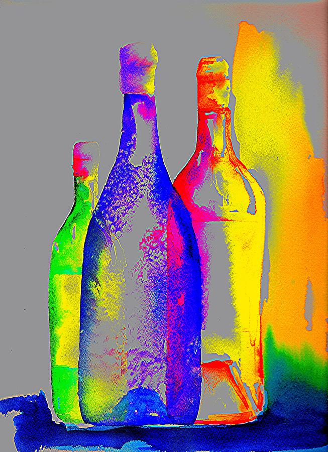 Bottle Painting - Transparent Bottles by Joy Bradley