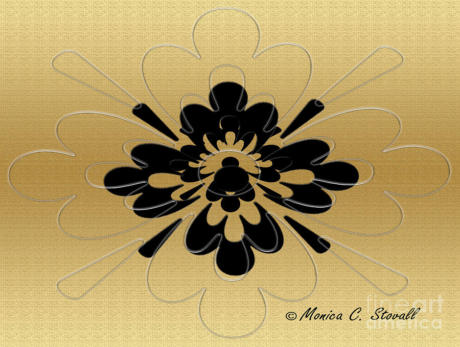 Transparent on Gold Floral Design Digital Art by Monica C Stovall