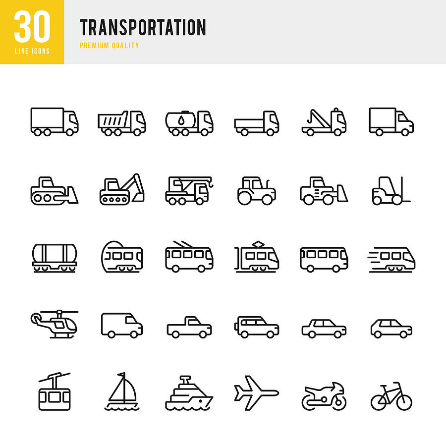 Transportation - set of line vector icons Drawing by Fonikum