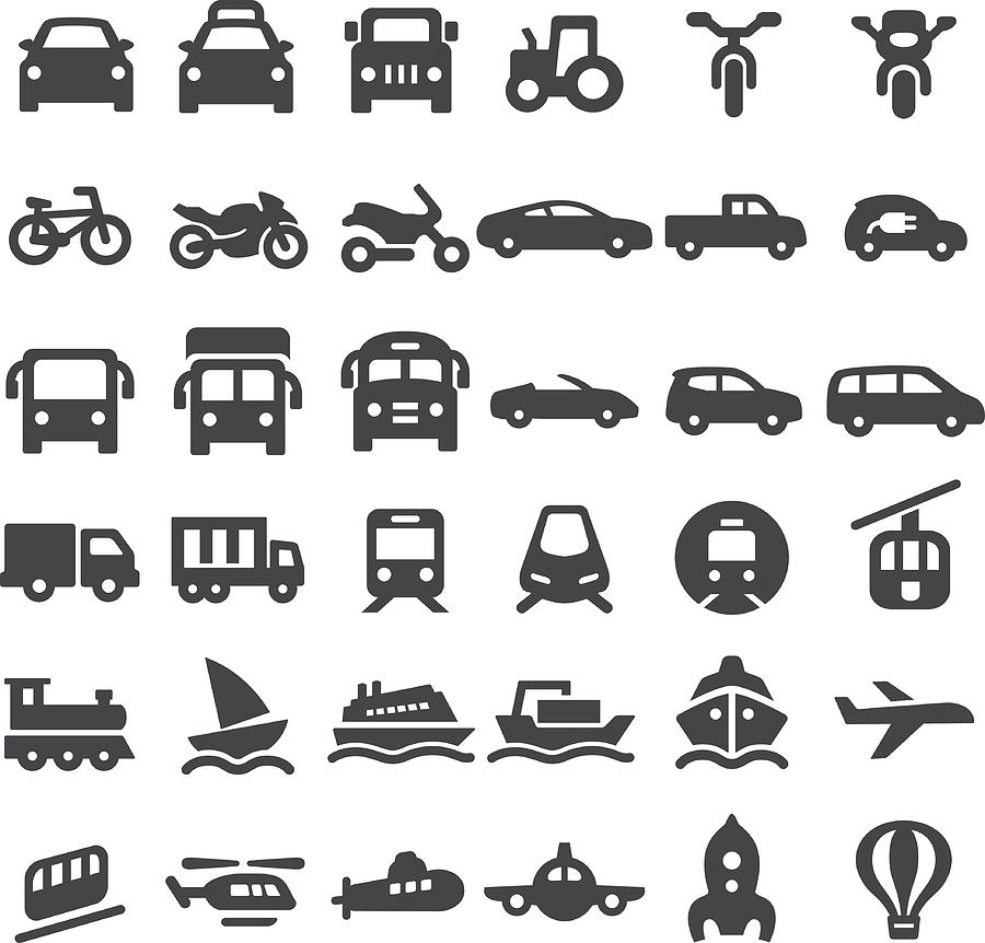 Transportation Vehicles Icons - Big Series Drawing by -victor-