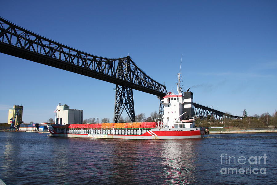 Nature Photograph - Transporter Bridge Over Canal Rendsburg by Christiane Schulze Art And Photography