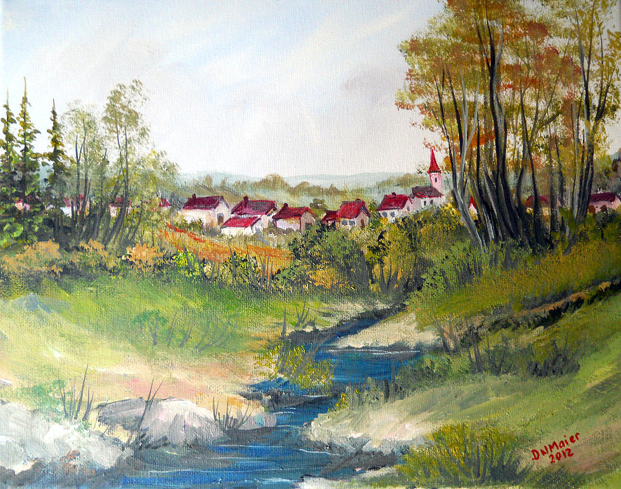 Transylvanian Village View Painting by Dorothy Maier