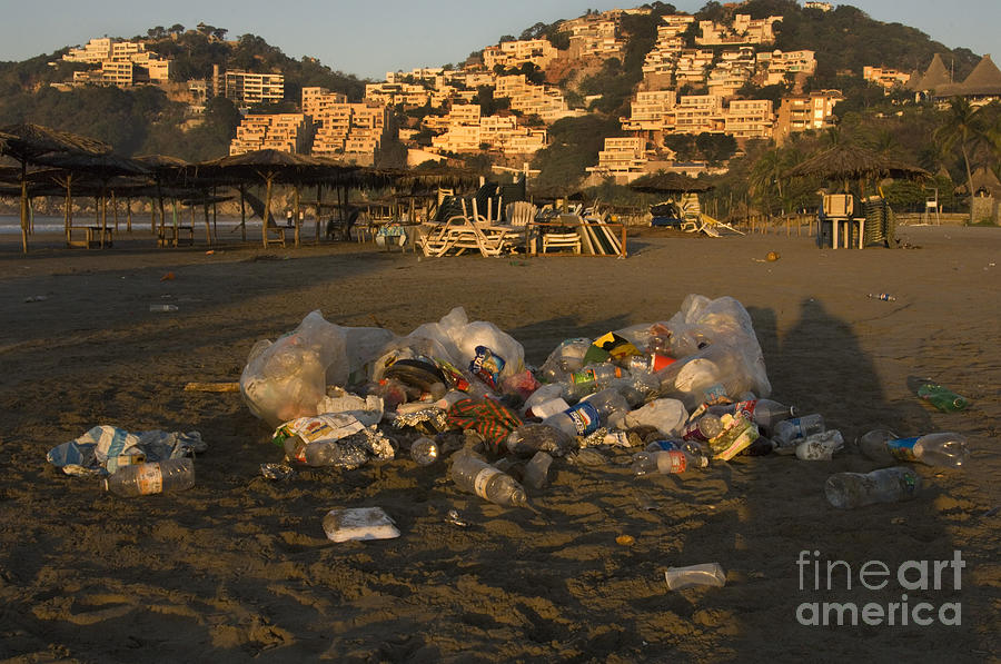 Beach Photograph - Trash, Acapulco Beach by Ron Sanford
