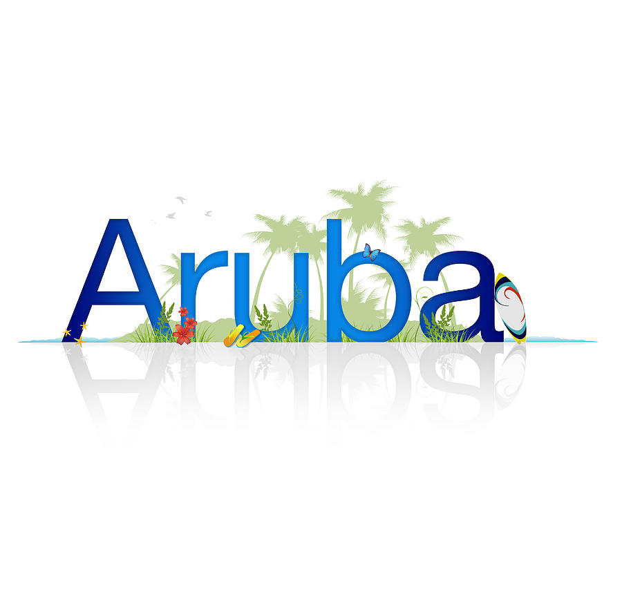 Paradise Drawing - Travel Aruba by Aged Pixel