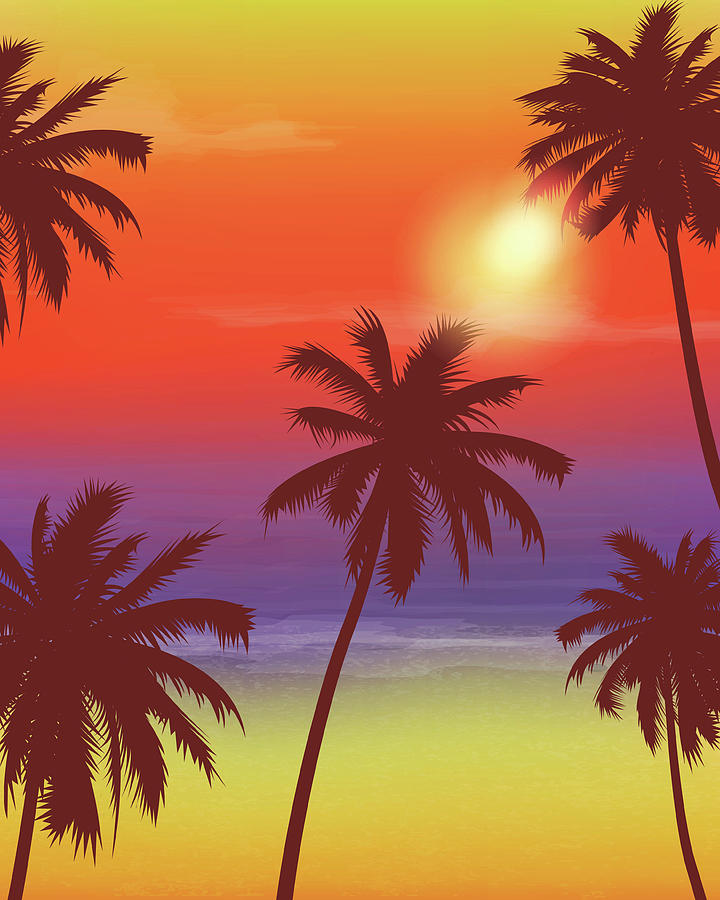 Travel Backgrounds With Palm Trees Digital Art by Switchpipipi